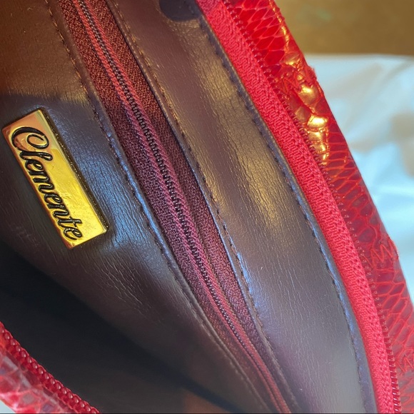 Vintage Clemente Red Snakeskin Purse - Picture 2 of 4